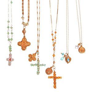Semi Precious Gemstone Cross Necklace Collection